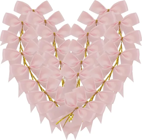 Miniatura 47 de 50 lazos de oro blanco de 3-1/2 pulgadas con lazos giratorios para envolver regalos, embalaje, decoración de Navidad (W.Gold)