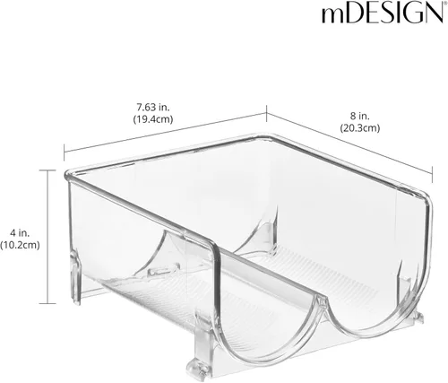 Miniatura 4 de mDesign - Organizador de botellas apilable y de pie, hecho de plástico, para encimeras de cocina, refrigerador, congelador; organizador