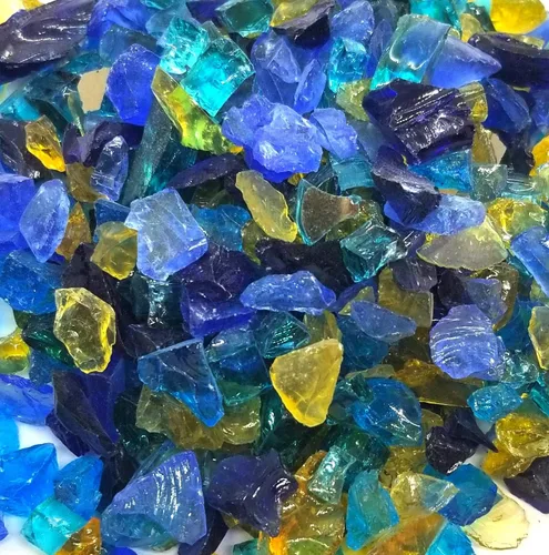 Miniatura 20 de (5 libras de mezcla de cobalto y azul de primera calidad, para interiores y exteriores, vidrio de fuego triturado para interiores y exteriores