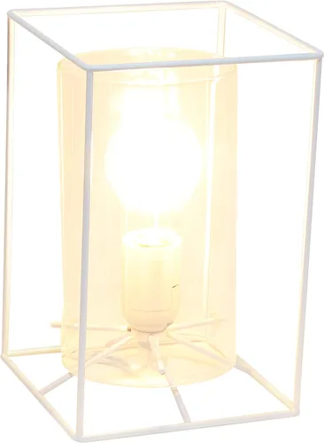 Miniatura 2 de Elegant Designs LT2069-WHT Lámpara de mesa pequeña de vidrio y metal, color blanco y transparente