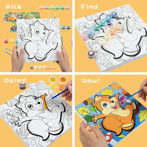 Miniatura 7 de Sixth Space Pintura por números para niños de 4 a 8 años, pintura al óleo acrílica preimpresa para principiantes, incluye lienzo enmarcado