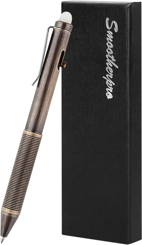 Miniatura 8 de SMOOTHERPRO Erasable Solid Brass Bolt Action Pen,Weighted Heavy Pen Compatible with Pilot FriXion Refill,Durable Pen Clip for EDC Pocket Business