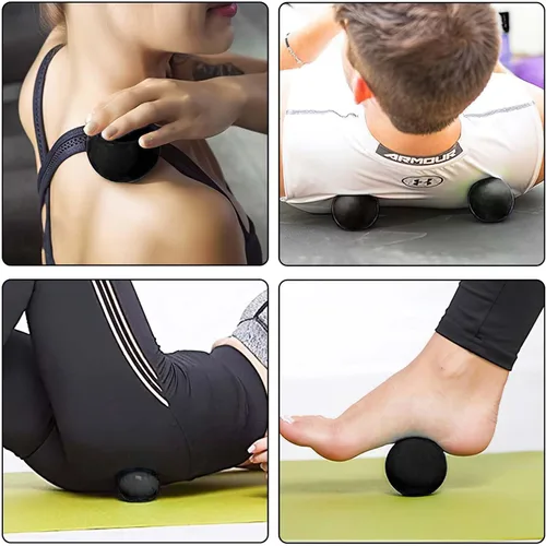 Miniatura 4 de Pelota de lacrosse de masaje WOVTE para músculos doloridos, hombros, cuello, espalda, pies, cuerpo, tejido profundo, punto de activación, nudos Negro