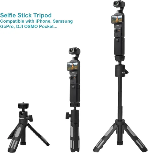 Miniatura 7 de Ruittos Soporte de trípode para teléfono y palo para selfie para iPhone, cámara web, escritorio, Sony, cámara Canon G7x, Go Pro, trípode de viaje