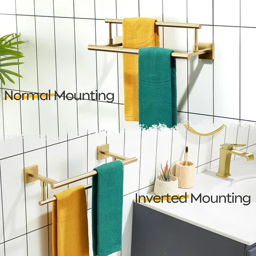 Miniatura 4 de Toallero de mano KOKOSIRI de 16 pulgadas, toallero de baño para estante de gabinete de baño, barras de toallas, acero inoxidable cepillado dorado