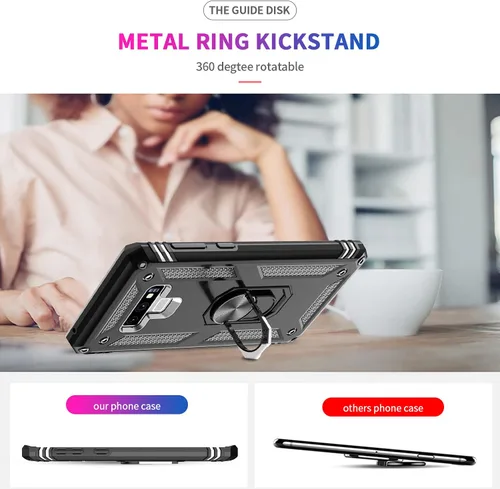 Miniatura 8 de LeYi Funda para Samsung Galaxy Note 9 con protector de pantalla curvado 3D, grado militar, a prueba de golpes, con soporte de anillo y soporte