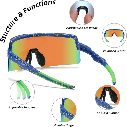 Miniatura 6 de Dos tamaños para adultos y jóvenes, lentes de sol polarizados para hombres y mujeres, para deportes al aire libre, gafas de béisbol UV400, gafas