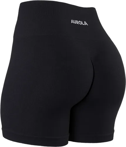 Miniatura 2 de AUROLA Pantalones cortos de entrenamiento para mujer, control de abdomen, a prueba de sentadillas, acanalados, gruesos, sin costuras, pantalones