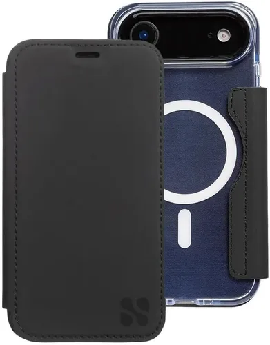Miniatura 59 de SafeSleeve Funda de piel tipo cartera desmontable para iPhone 14 con bloqueador EMF para teléfono celular con 3 tarjeteros y soporte ajustable