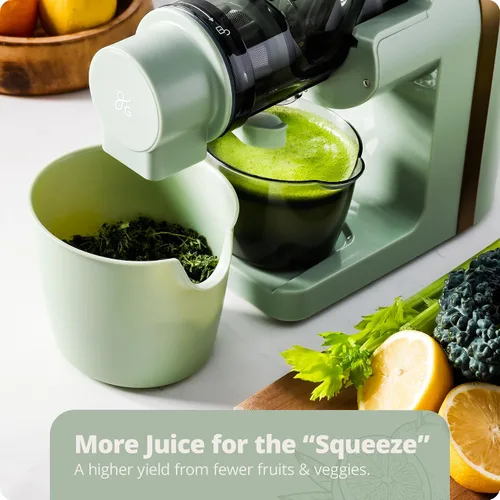 Miniatura 5 de Greater Goods Exprimidor de prensa fría, potente extractor de jugo por masticación lenta con motor silencioso para frutas y verduras, alto Verde