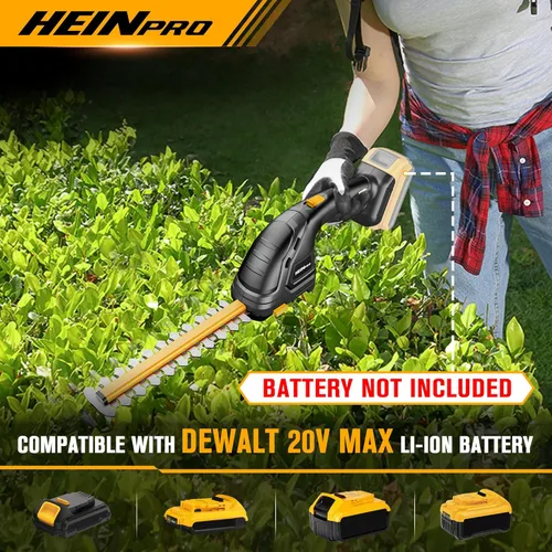 Miniatura 2 de HEINPRO Recortadora de setos inalámbrica compatible con batería DEWALT 20V MAX 2-en-1 pequeña recortadora eléctrica para arbustos y cortadora