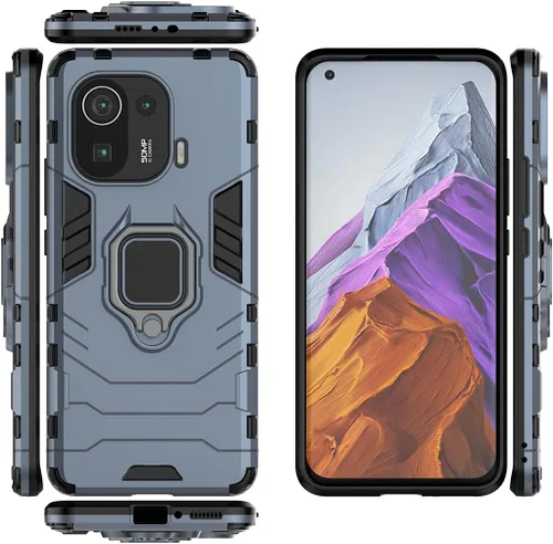 Miniatura 3 de Compatible con funda Xiaomi Mi 11 Pro, soporte de anillo de metal a prueba de golpes (funciona con soporte magnético para automóvil), cubierta Azul