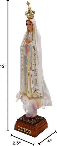 Miniatura 10 de Estatua de Nuestra Señora de Fátima con ojos de cristal de 12 pulgadas fabricada en Portugal
