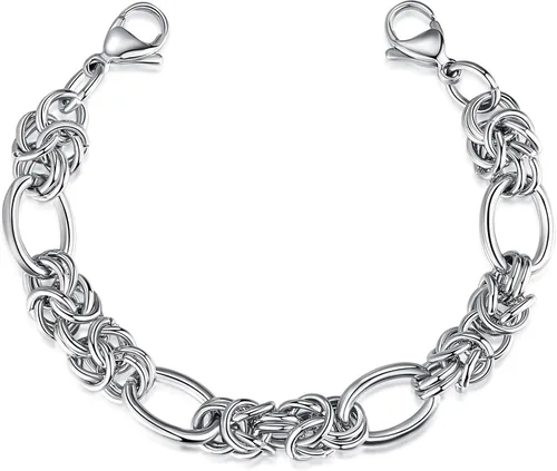 Miniatura 6 de LinnaLove Cadena intercambiable de acero inoxidable para pulseras de identificación de alerta médica para mujeres y hombres, No es una piedra