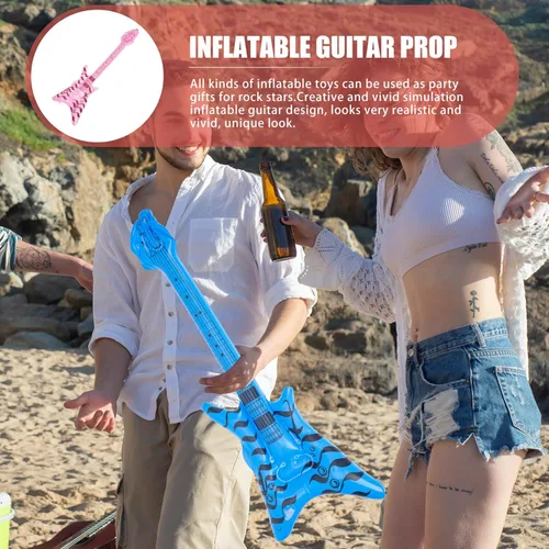 Miniatura 9 de Estrella de rock inflable de los años 80 y 90 decoraciones de fiesta inflables bajo eléctrico instrumentos musicales accesorios de guitarra inflable