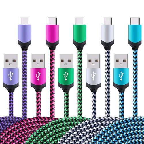 Miniatura 8 de Cable de carga USB C, cable de alimentación para teléfono Android, paquete de 3 unidades, trenzado USB A a tipo C, cable de carga rápida