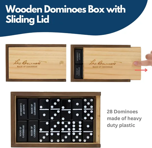 Miniatura 4 de WE Games Juego de dominó negro doble grabado personalizado de 6 en caja de madera Grabado de texto