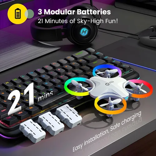 Miniatura 7 de Holy Stone HS180 Drone para niños, dron para principiantes, 3 baterías, fácil de volar, inicio de una tecla, retención de altitud, giros 3D, mosca