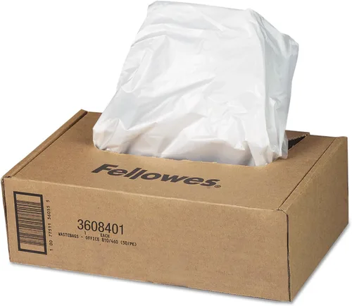 Bolsas de residuos Fellowes Powershred para trituradoras AutoMax 500C y 300C de alimentación automática, 50 bolsas y lazos (3608401)