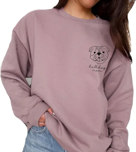 Miniatura 8 de English Bulldog Mama Women's Long Sleeve Crewneck Dog mom Sweatshirt English Bulldog Mama Print Graphic Shirts Pullover Tops Ash