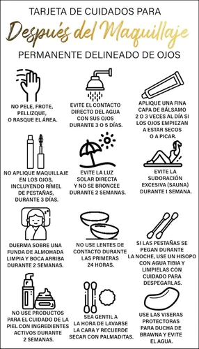 Miniatura 6 de BRAWNA 100 unidades de tarjetas de agradecimiento para cuidado posterior del delineador de ojos PMU español, tarjeta de cuidado para después