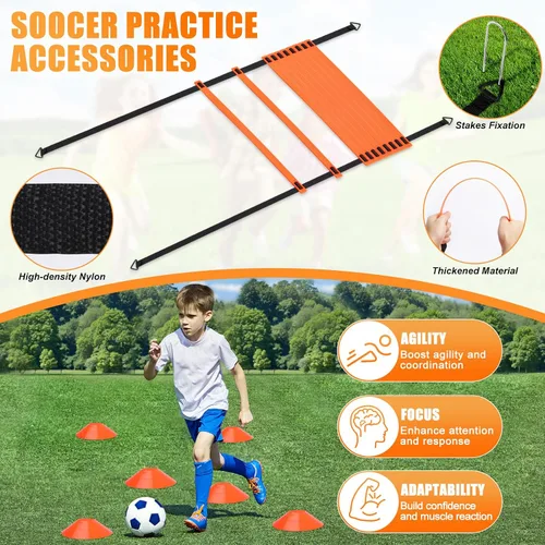 Miniatura 4 de Juego de 2 porterías de fútbol para patio trasero, red de fútbol portátil desplegable de 4 x 3 pies, equipo de entrenamiento de fútbol para niños