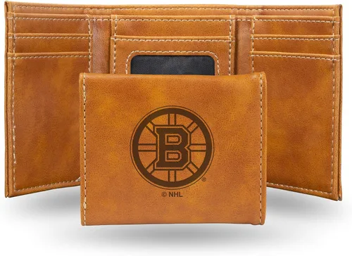 NHL Rico Industries - Billetera triple grabada con láser y tres pliegues, accesorio para hombre