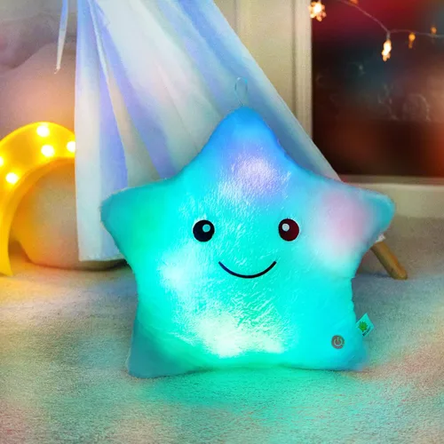 Miniatura 2 de Wewill Creative Luz LED nocturna brillante Almohada de felpa con forma de estrella Juguetes de falta, azul Azul (Variante 2)