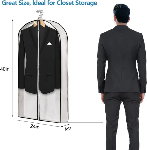 Miniatura 2 de Mskitchen Almacenamiento de ropa colgante con fundas reforzadas de 4 pulgadas (juego de 6) – Traje transparente, suéter, camisa, protectores
