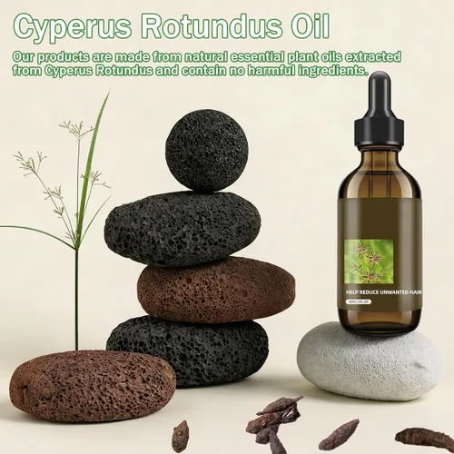 Miniatura 6 de Aceite Cyperus Rotundus para depilación: reduce el crecimiento no deseado del cabello, ralentiza el nuevo crecimiento, hidrata la piel y reduce