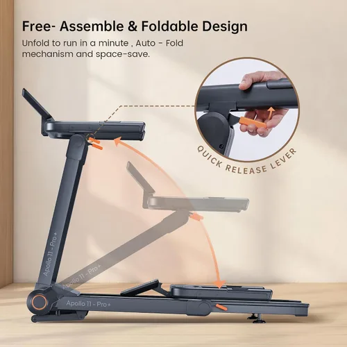 Miniatura 5 de Vitalwalk Foldable Treadmill with Auto Incline, 48"x18" Wide Running Belt, 10MPH, 3.5HP Brushless, Walking Pad Treadmill for Home, Auto Folding, No