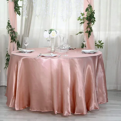 Miniatura 2 de BalsaCircle - Mantel redondo de satén de 108 pulgadas, color rosa polvoriento, para bodas, fiestas, catering, cocina, comedor, eventos, cocina