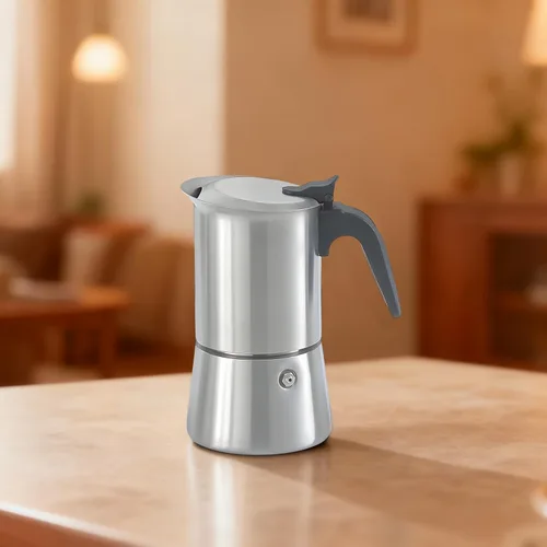 Miniatura 4 de Olla grande Moka de 10.14 oz / 10.1 fl oz, máquina de cocina de acero inoxidable 304, cafetera italiana con capacidad de 4-6 tazas, válvula doble