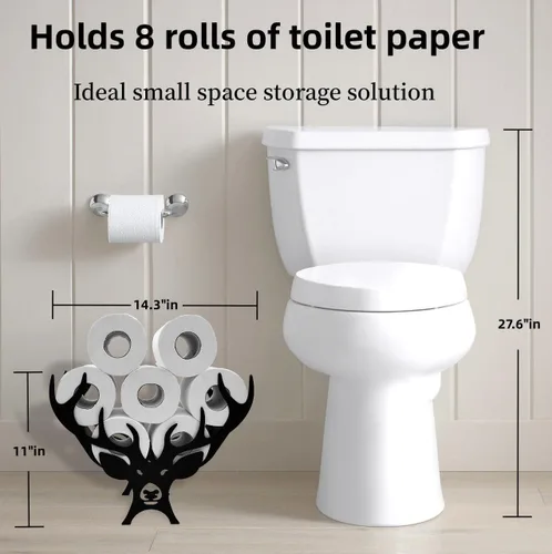 Miniatura 6 de Black Antler - Soporte de papel higiénico de metal, organizador de papel higiénico decorativo de metal para baños, capacidad para 8 rollos