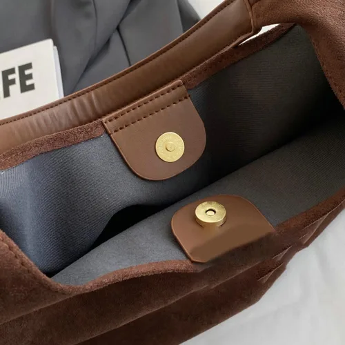 Miniatura 6 de Bolsos de ante modernos para mujer Bolsos de trabajo Bolsos de ante retro Bolso de mano holgado para viajes Bolso de oficina Bolso universitario 2025