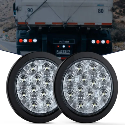 Miniatura 14 de Nilight Luz de faro trasero, redonda, 4 pulgadas, 2 piezas, 24 luces LED rojas, parada, freno, giro, ojales de montaje empotrado, impermeabilidad