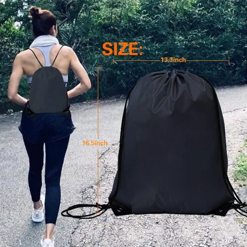 Miniatura 5 de CODOBON Mochila con cordón a granel Draw String Bags Cinch Bolsa de poliéster para deporte de gimnasio, Negro -, Classic