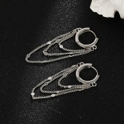 Miniatura 3 de Ritach Aretes de aro de oro de moda para mujer, brillantes de plata de ley 925 con bola de discoteca, bonitos aretes de aro de cadena