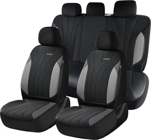 Miniatura 39 de Coverado Fundas de asiento delantero, fundas de asiento beige, 2 asientos, protectores de cuero para automóvil, paquete de 2, fundas de asiento