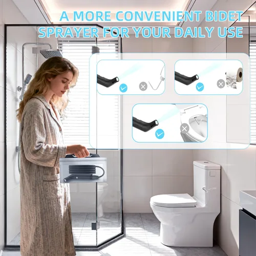 Miniatura 2 de Bidé portátil para viajes con modos de presión de agua suave y fuerte, bidé de viaje recargable USB-C, tanque de agua grande de 2.3 L para uso Negro
