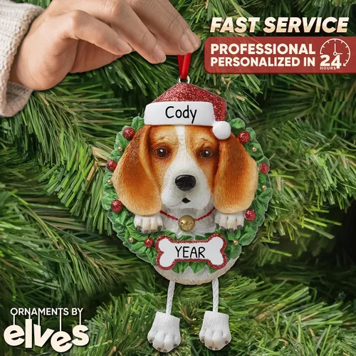 Miniatura 2 de Adornos de Navidad personalizados para perros 2024 – Corona de perro Beagle Adornos de Navidad para amantes de los perros, adorno de primera Navidad