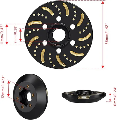 Miniatura 3 de GLOBACT Juego de pesos extendidos de latón negro de 5.43 oz, juego de contrapeso de 0.236 in, cubo hexagonal extendido para Trx4 Trx6 Axial SCX10 II
