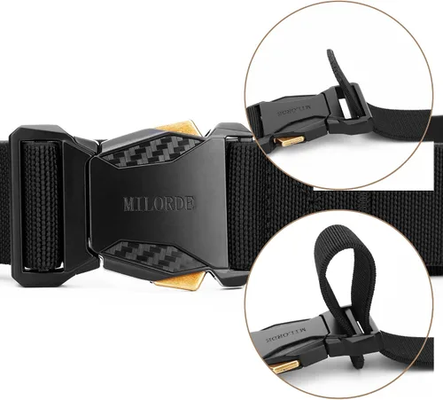 Miniatura 4 de MILORDE Men Tactical Belt,Stretch Nylon Web,Hiking Rigger Military Work-Quick Release