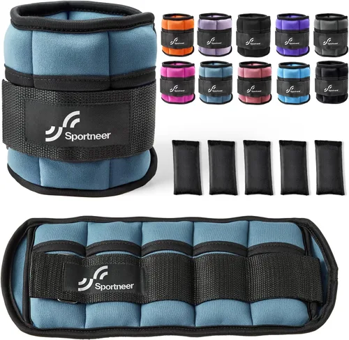 Sportneer Juego de pesas de tobillo ajustables, 1 par, de 2, 4, 6, 8 y 10 libras, correas para el peso de las piernas para mujer, hombre, niños,