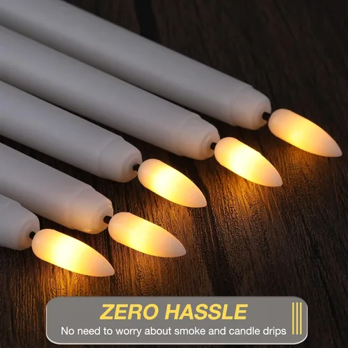 Miniatura 4 de Tuanse Paquete de 20 Velas Cónicas Blancas Sin Llama Parpadeantes a Granel Largas LED de Adviento Candelabros Operadas con Batería con Control Blanco