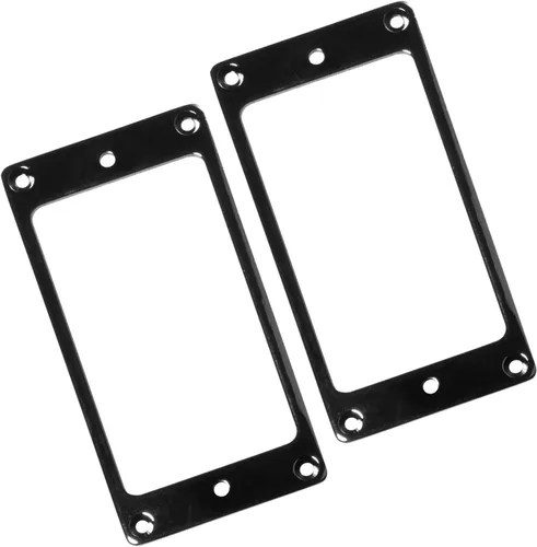 Miniatura 4 de 2 piezas de anillo de recogida Humbucker plano de metal negro, cubiertas de pastilla anillo de montaje de marco para piezas de repuesto de bajo