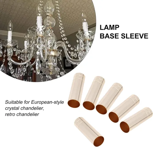 Miniatura 5 de 3.1 in/3.15 pulgadas de largo 1.0 in/0.98 pulgadas de diámetro lámpara colgante vela cubiertas de luz mangas base de candelabro, 6 piezas dorado