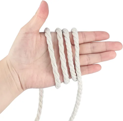 Miniatura 4 de jijAcraft Cuerda de Algodón Náutica de 1/4 Pulgada, Cuerda de 6 mm x 29,8 Metros para Exterior, Cuerda de 3 Capas Blanca Sin Blanquear, Cuerda