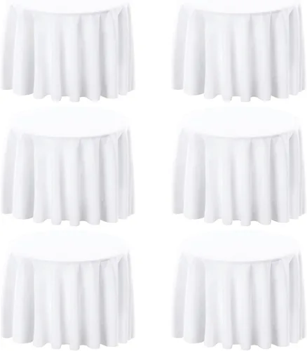Miniatura 21 de FINDYOU - Paquete de 6 manteles blancos rectangulares de 60 x 84 pulgadas para mesas rectangulares de 6 pies. Manteles de poliéster lavables
