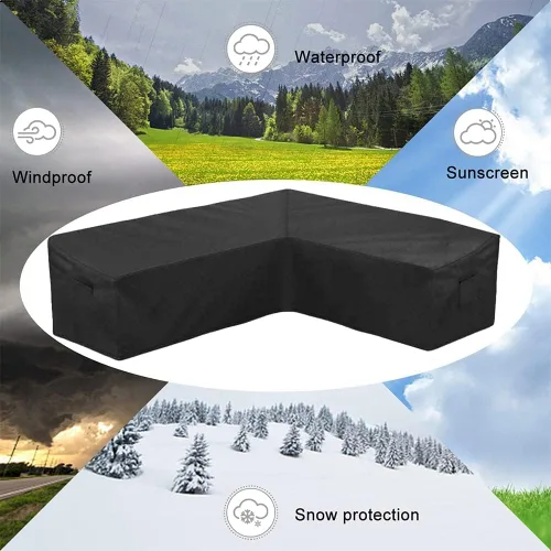 Miniatura 5 de Funda de sofá seccional para muebles de patio, resistente a la intemperie, resistente a la intemperie, 420D, Oxford, para exteriores, en forma de L
